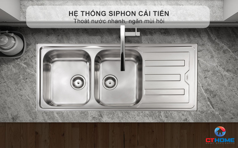Hệ thống Siphon cải tiến thoát nước nhanh, ngăn mùi hôi