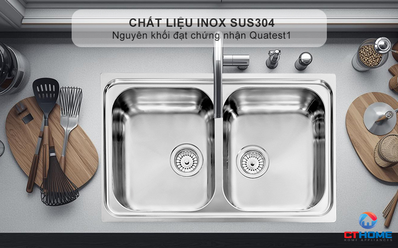 Chất liệu Inox SUS304 sáng bóng, bền bỉ chống oxi hóa - Bảo vệ sức khỏe cho gia đình