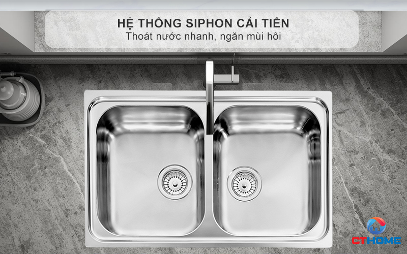 Hệ thống Siphon cải tiến thoát nước nhanh, ngăn mùi hôi