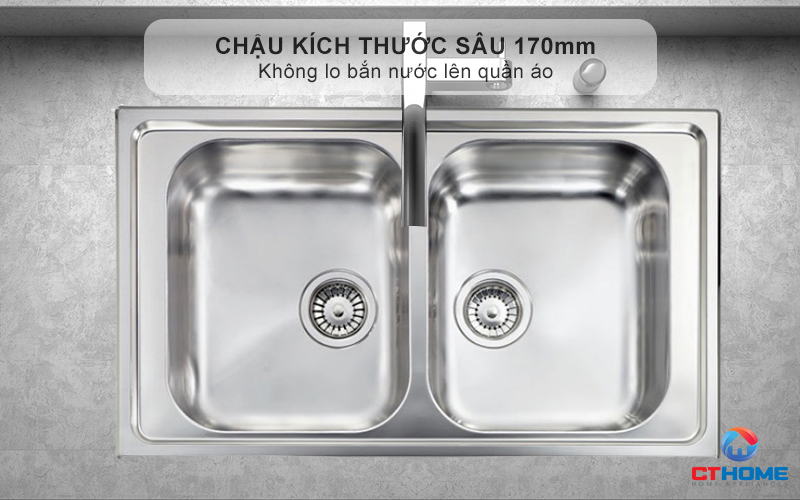 Chậu kích thước sâu 170mm - Không lo bắn nước lên quần áo