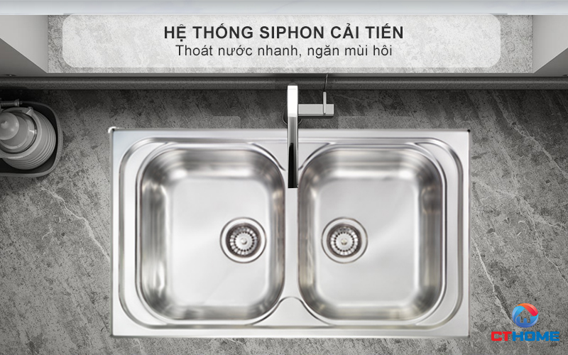Hệ thống Siphon cải tiến thoát nước nhanh, ngăn mùi hôi
