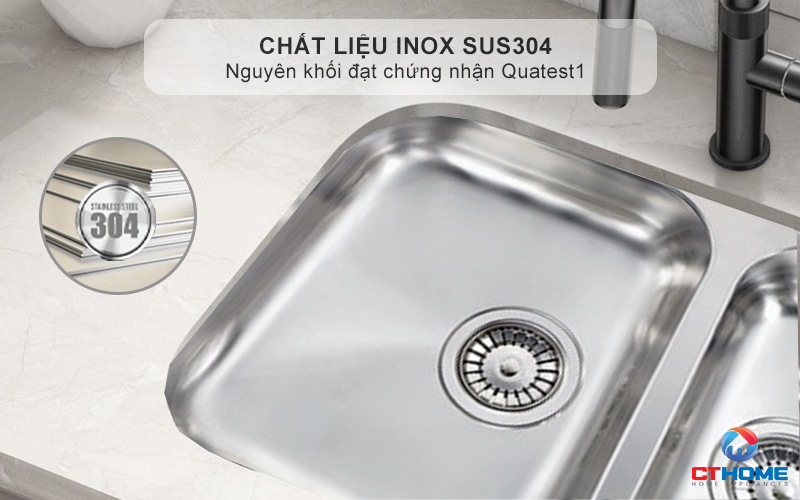 Chất liệu Inox AISI304 sáng bóng, bền bỉ chống oxi hóa - Bảo vệ sức khỏe cho gia đình