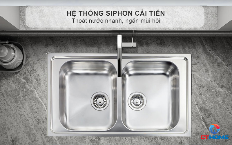 Hệ thống Siphon cải tiến thoát nước nhanh, ngăn mùi hôi