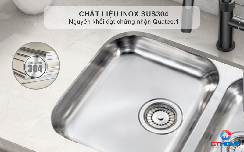 Chất liệu Inox AISI304 sáng bóng, bền bỉ chống oxi hóa - Bảo vệ sức khỏe cho gia đình