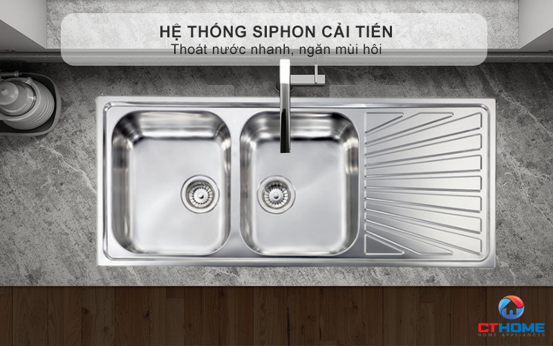 Hệ thống Siphon cải tiến thoát nước nhanh, ngăn mùi hôi