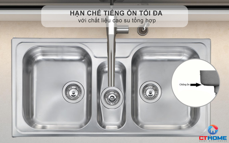 Hạn chế tiếng ồn tối đa với chất liệu cao su tổng hợp độ dày tiêu chuẩn - không gian bếp luôn yên tĩnh