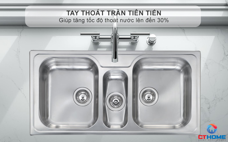 Tay thoát tràn tiên tiến giúp tăng tốc độ thoát nước lên đến 30%