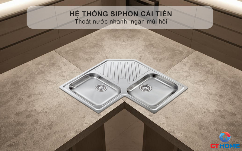 Hệ thống Siphon cải tiến thoát nước nhanh, ngăn mùi hôi