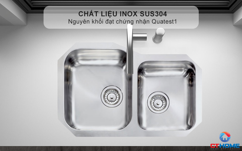 Chất liệu Inox AISI304 sáng bóng, bền bỉ chống oxi hóa - Bảo vệ sức khỏe cho gia đình