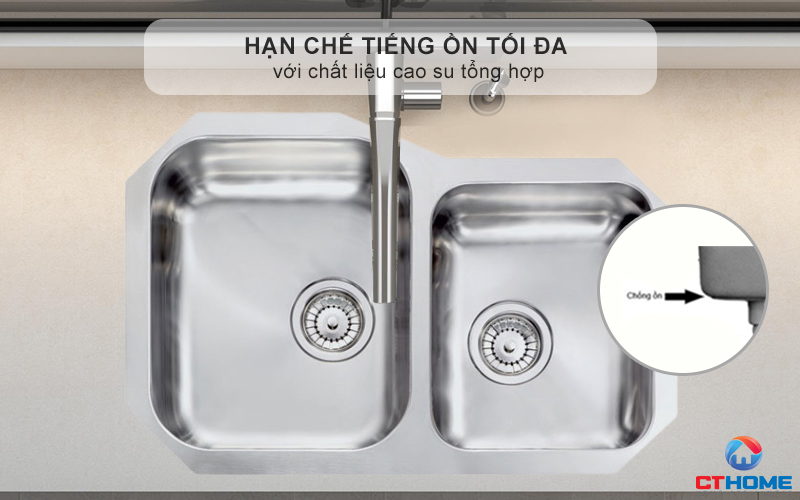 Hạn chế tiếng ồn tối đa với chất liệu cao su tổng hợp độ dày tiêu chuẩn - không gian bếp luôn yên tĩnh