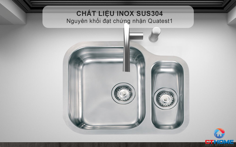 Chất liệu Inox AISI304 sáng bóng, bền bỉ chống oxi hóa - Bảo vệ sức khỏe cho gia đình