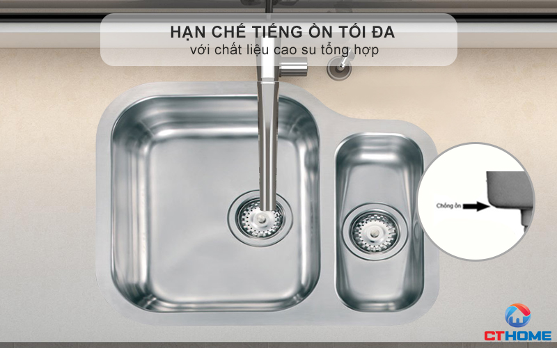 Hạn chế tiếng ồn tối đa với chất liệu cao su tổng hợp độ dày tiêu chuẩn - không gian bếp luôn yên tĩnh