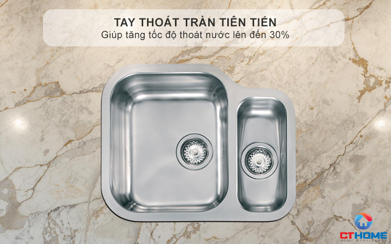 Tay thoát tràn tiên tiến giúp tăng tốc độ thoát nước lên đến 30%