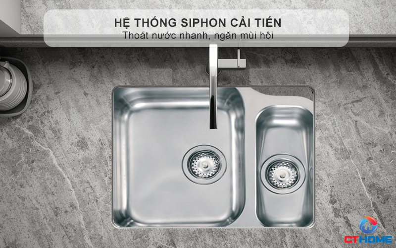 Hệ thống Siphon cải tiến thoát nước nhanh, ngăn mùi hôi