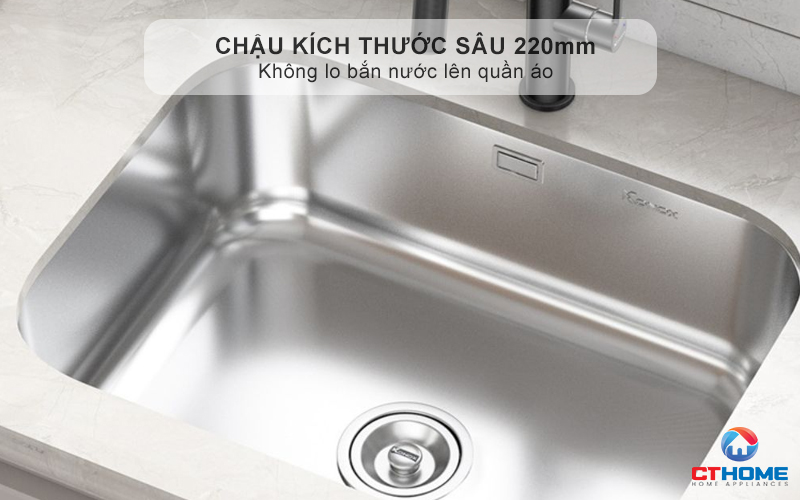 Chậu kích thước sâu 220mm - Không lo bắn nước lên quần áo
