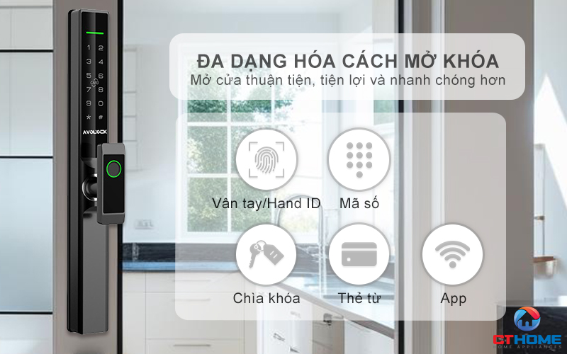 KHÓA CỬA NHÔM AVOLOCK AN 383 NHẬN DIỆN VÂN TAY AN383 9