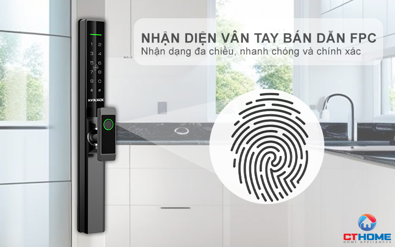 KHÓA CỬA NHÔM AVOLOCK AN 383 NHẬN DIỆN VÂN TAY AN383 2