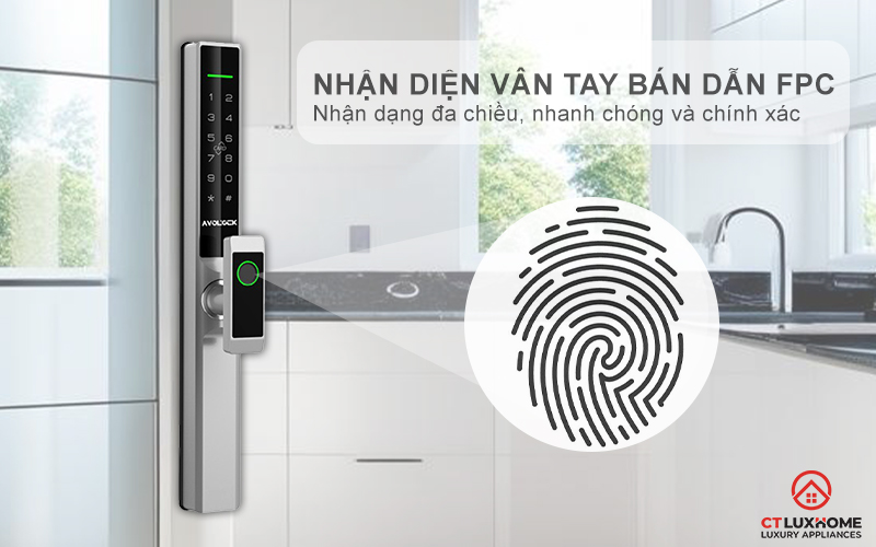KHÓA CỬA NHÔM AVOLOCK AN 384 NHẬN DIỆN VÂN TAY AN384 2