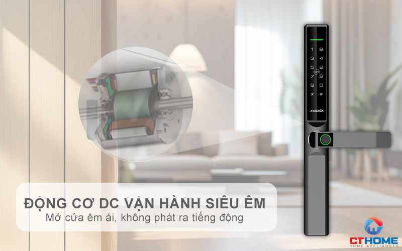 KHÓA CỬA NHÔM AVOLOCK AN 393 MÀU ĐEN NHẬN DIỆN VÂN TAY AN393 11