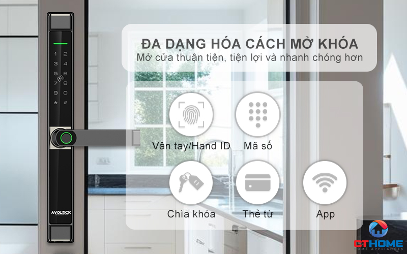 KHÓA CỬA NHÔM AVOLOCK AN 394 NHẬN DIỆN VÂN TAY AN394 9