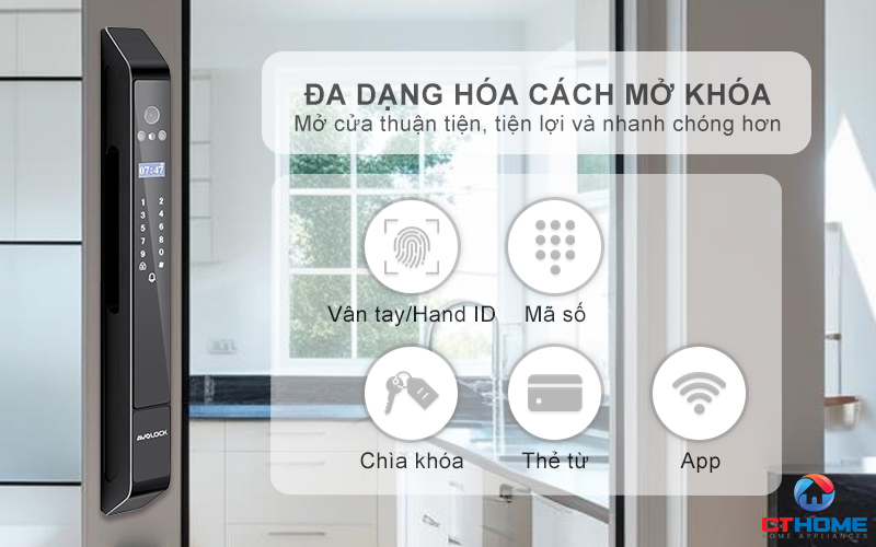 KHÓA CỬA NHÔM AVOLOCK AN 398 NHẬN DIỆN VÂN TAY, KHUÔN MẶT AN398 9