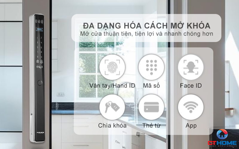 KHÓA CỬA NHÔM AVOLOCK AN 399F MÀU XÁM NHẬN DIỆN VÂN TAY, KHUÔN MẶT AN399F 11