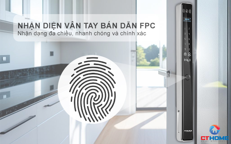 KHÓA CỬA NHÔM AVOLOCK AN 399F MÀU XÁM NHẬN DIỆN VÂN TAY, KHUÔN MẶT AN399F 3