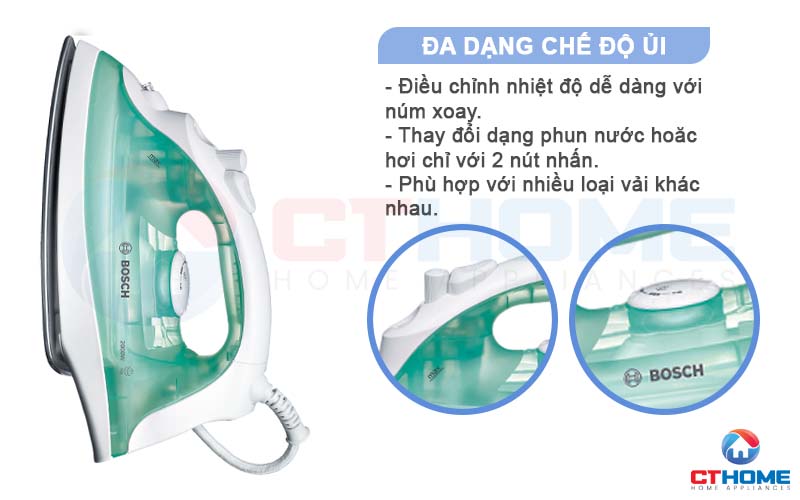 Đa dạng chế độ hơi nước, kiểm soát nhiệt bằng núm vặn