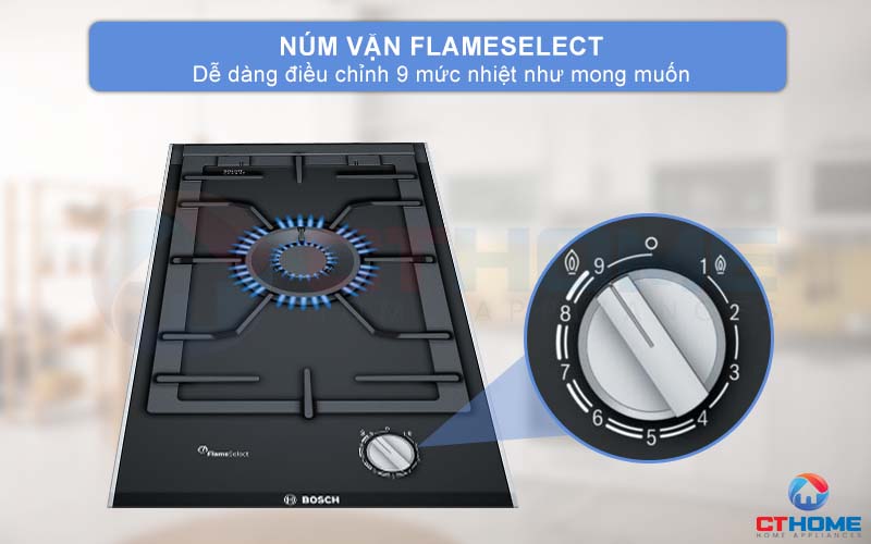 Núm vặn Flame Select giúp điều chỉnh 9 mức công suất một cách dễ dàng