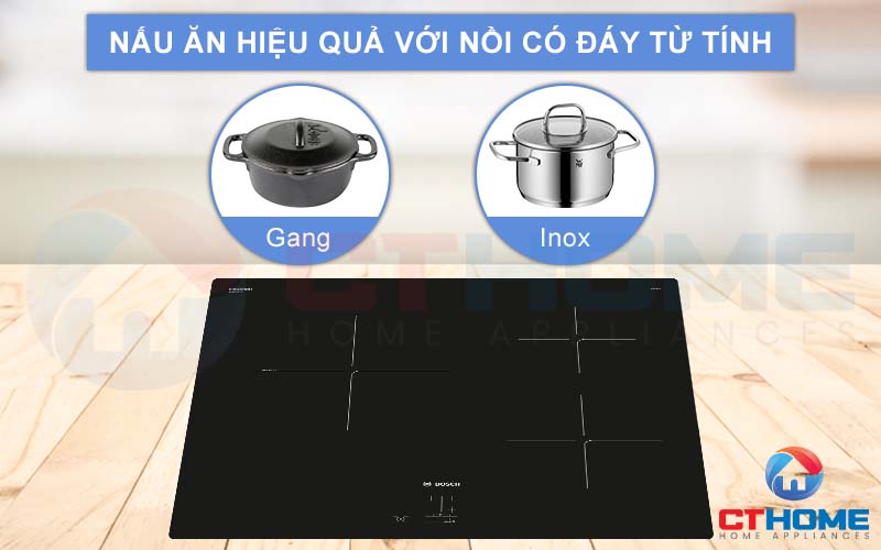 PUC61KAA5E phù hợp với những nồi, chảo có đáy từ tính.