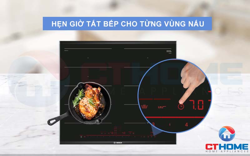 Dễ dàng quản lý bếp khi hẹn giờ đối với từng vùng nấy khác nhau.