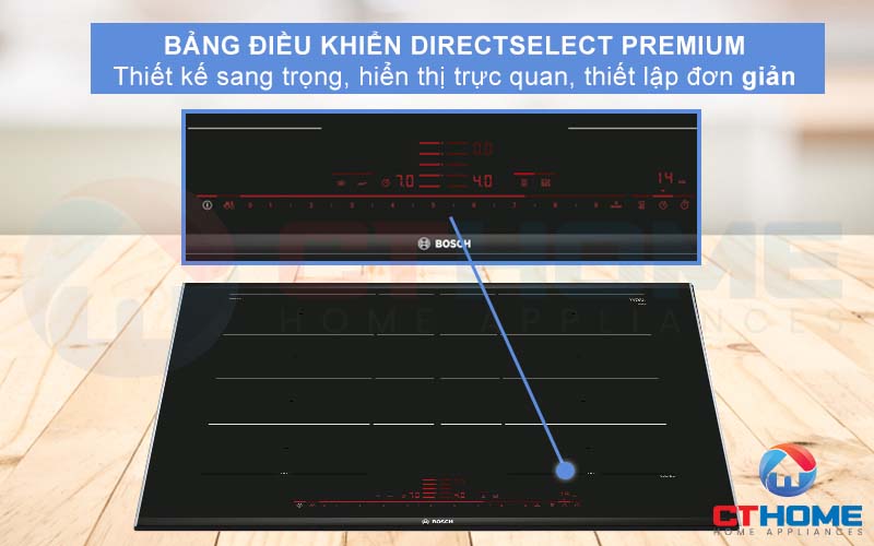 Bảng điều khiển DirectSelect Premium thiết kế sang trọng, điều chỉnh cấp độ nhiệt chỉ với một lần chạm.