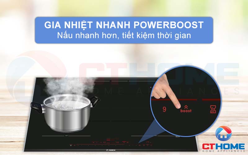 Bếp từ  PXY875DC1E nóng nhanh hơn với chức năng gia nhiệt nhanh PowerBoost.