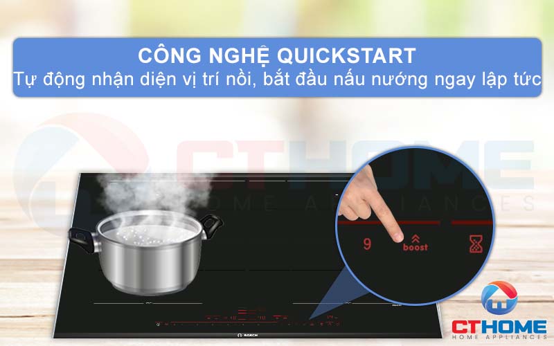 Công nghệ QuickStart tự động nhận diện vị trí nồi để bắt đầu nấu nướng.