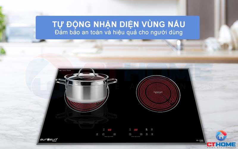 Nấu ăn hiệu quả với chức năng tự động nhận diện vùng nấu