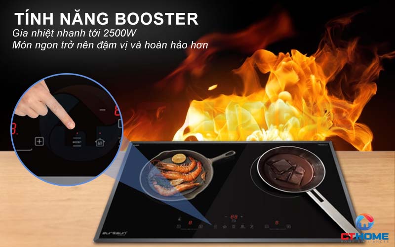 Chức năng Booster kích hoạt công suất cực đại, nấu nhanh hơn