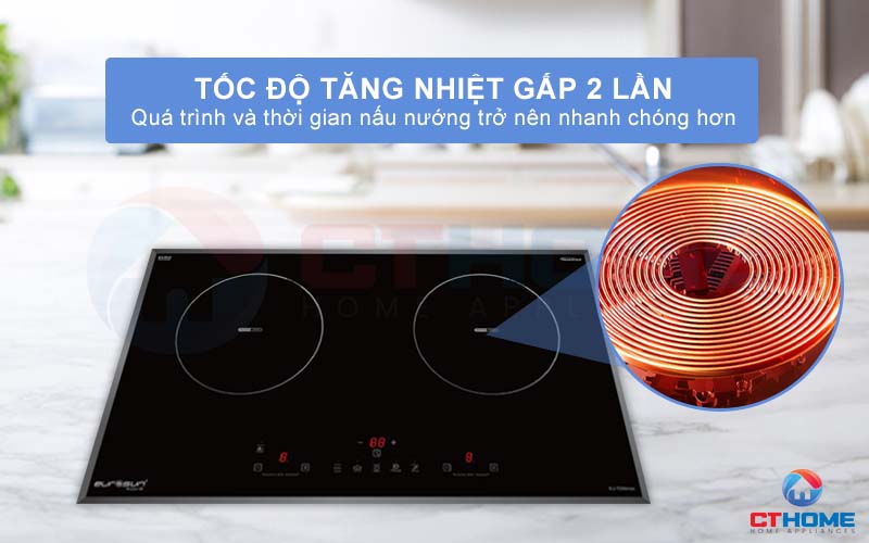 Mạch công suất kép cho tốc độ tăng nhiệt gấp 2 lần nấu ăn nhanh chóng