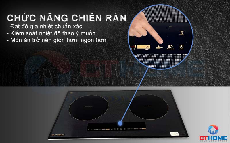 Chức năng chiên rán giúp khống chế nhiệt độ, tránh thức ăn bị cháy.