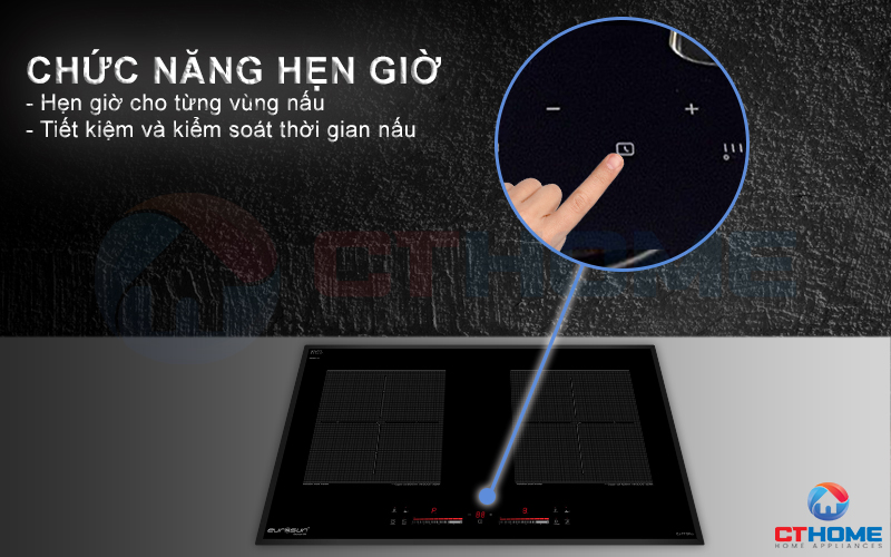 Bếp từ EU-T715Pro trang bị tính năng hẹn giờ, chủ động thời gian khi nấu.