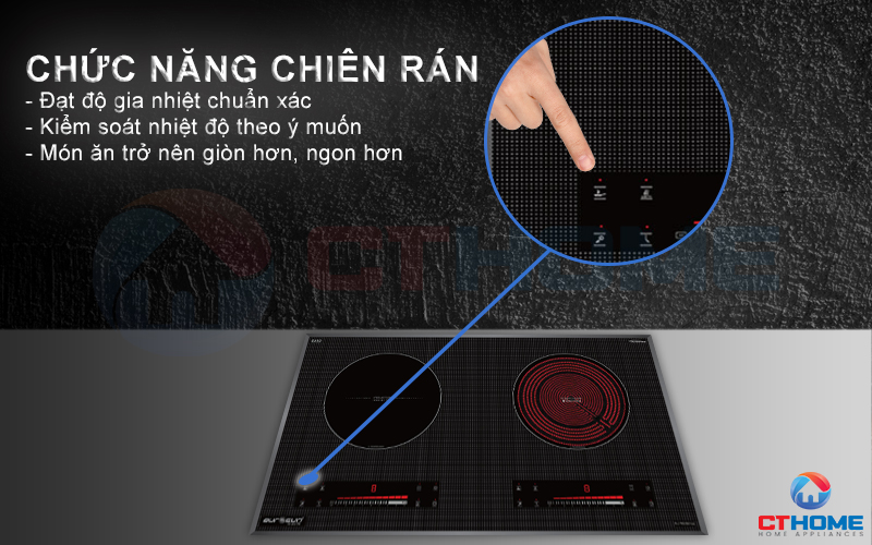 Chức năng chiên rán thực phẩm được lập trình sẵn với nhiều mức nhiệt tối ưu.