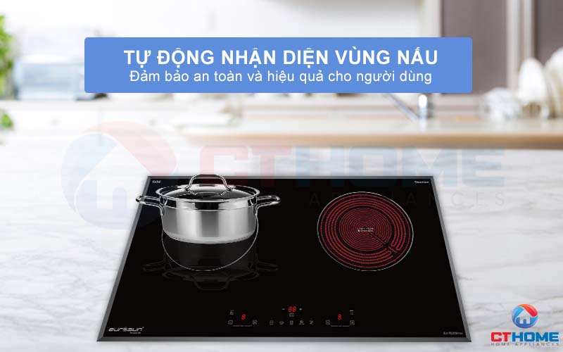 Nấu ăn hiệu quả với chức năng tự động nhận diện vùng nấu