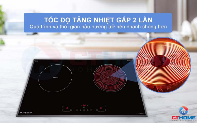 Mạch công suất kép cho tốc độ tăng nhiệt gấp 2 lần nấu ăn nhanh chóng