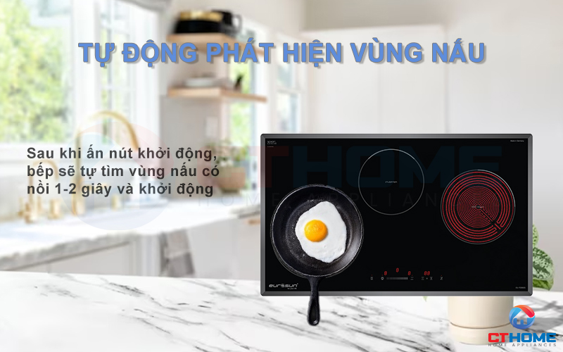 Tính năng nhận diện vùng nấu tiện lợi và an toàn