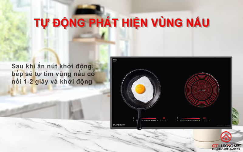 Tính năng tự nhận diện vùng nấu thông minh.