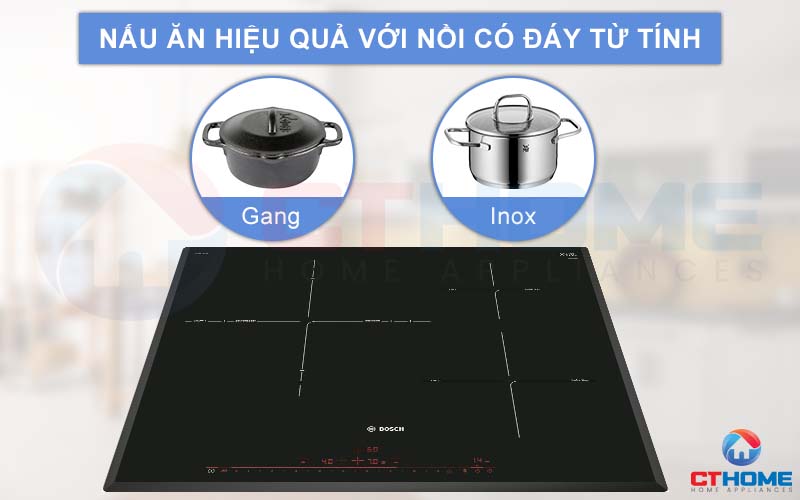 Nấu ăn hiệu quả hơn khi sử dụng các nồi chảo có tích hợp đáy từ tính.