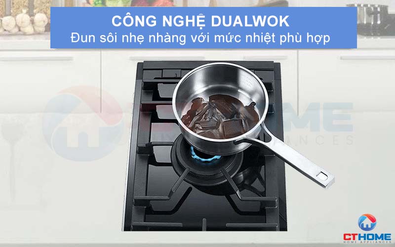 Đun sôi nhẹ nhàng với mức nhiệt phù hợp với công nghệ DualWok.