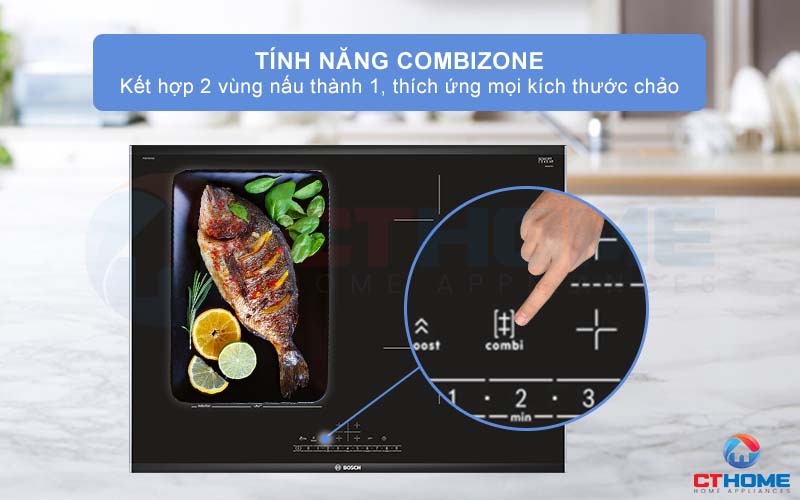 CombiZone tiết kiệm đến 35% thời gian vào bếp khi sử dụng gia nhiệt nhanh PowerBoost.