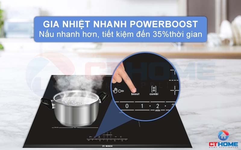 Tiết kiệm đến 35% thời gian vào bếp khi sử dụng gia nhiệt nhanh PowerBoost.