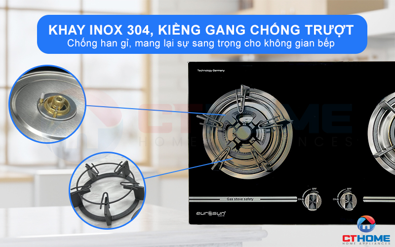 Kiềng gang đúc chống trượt, khay inox 304 chống han gỉ