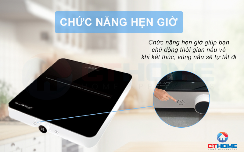 Chức năng hẹn giờ 0-24 giờ giúp bạn chủ động nấu nướng hơn